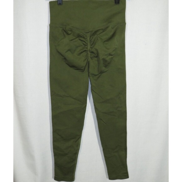 Green Scrunch Butt Side Ribbed High Waist Butt Lifting Active Leggings Sz Small - Picture 8 of 8